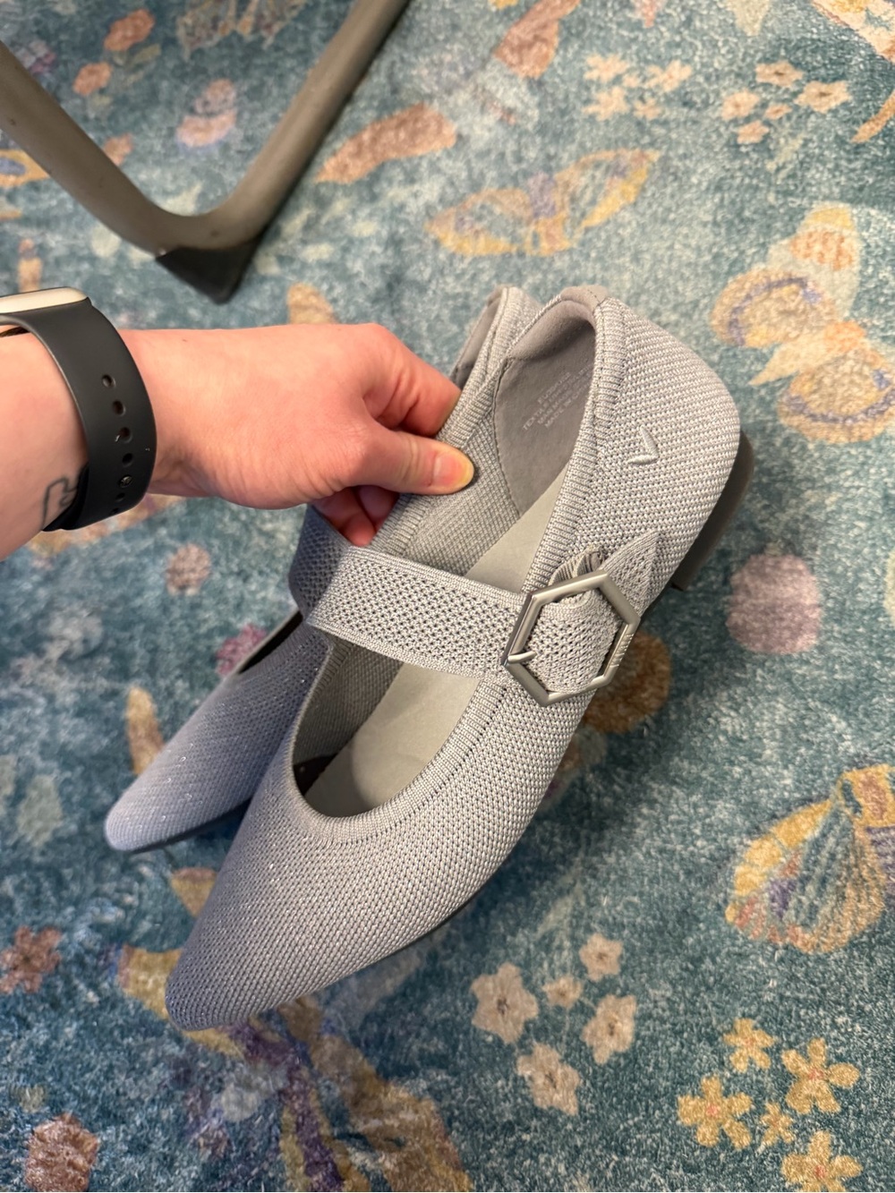 NWOT Grey Knit Mary Jane Flat with Buckle - Picture 11 of 15